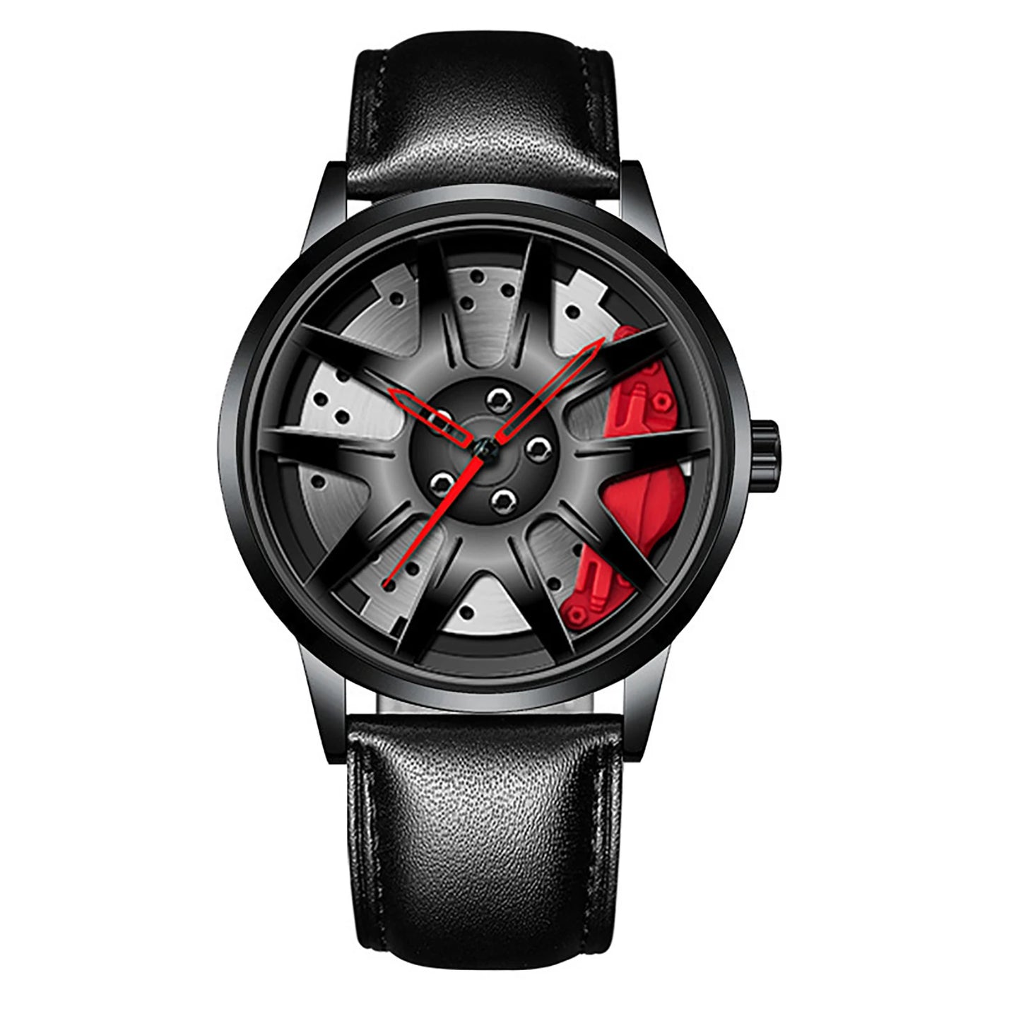Cool and Cool Fashion Clock Leather Men'S Quartz Wristwatch Dial Sport Car Rim Wheel Hub Business Luxury Sports Wrist Watches