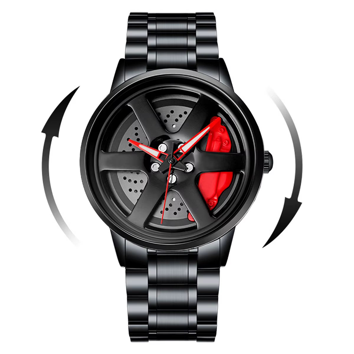 Sports Car Watch Fashionable Rotating Dial Stainless Steel Strap 3Bar Waterproof Quartz Movement Watches Reloj Hombre