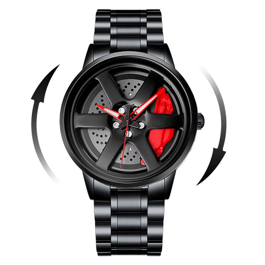 Sports Car Watch Fashionable Rotating Dial Stainless Steel Strap 3Bar Waterproof Quartz Movement Watches Reloj Hombre