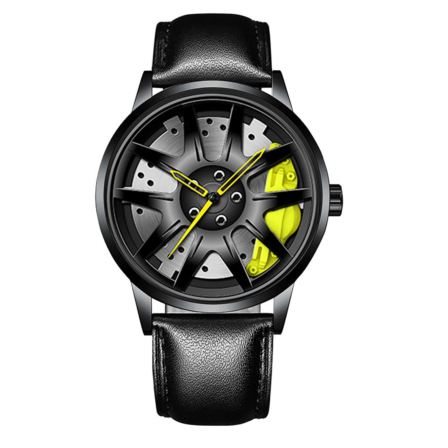 Cool and Cool Fashion Clock Leather Men'S Quartz Wristwatch Dial Sport Car Rim Wheel Hub Business Luxury Sports Wrist Watches