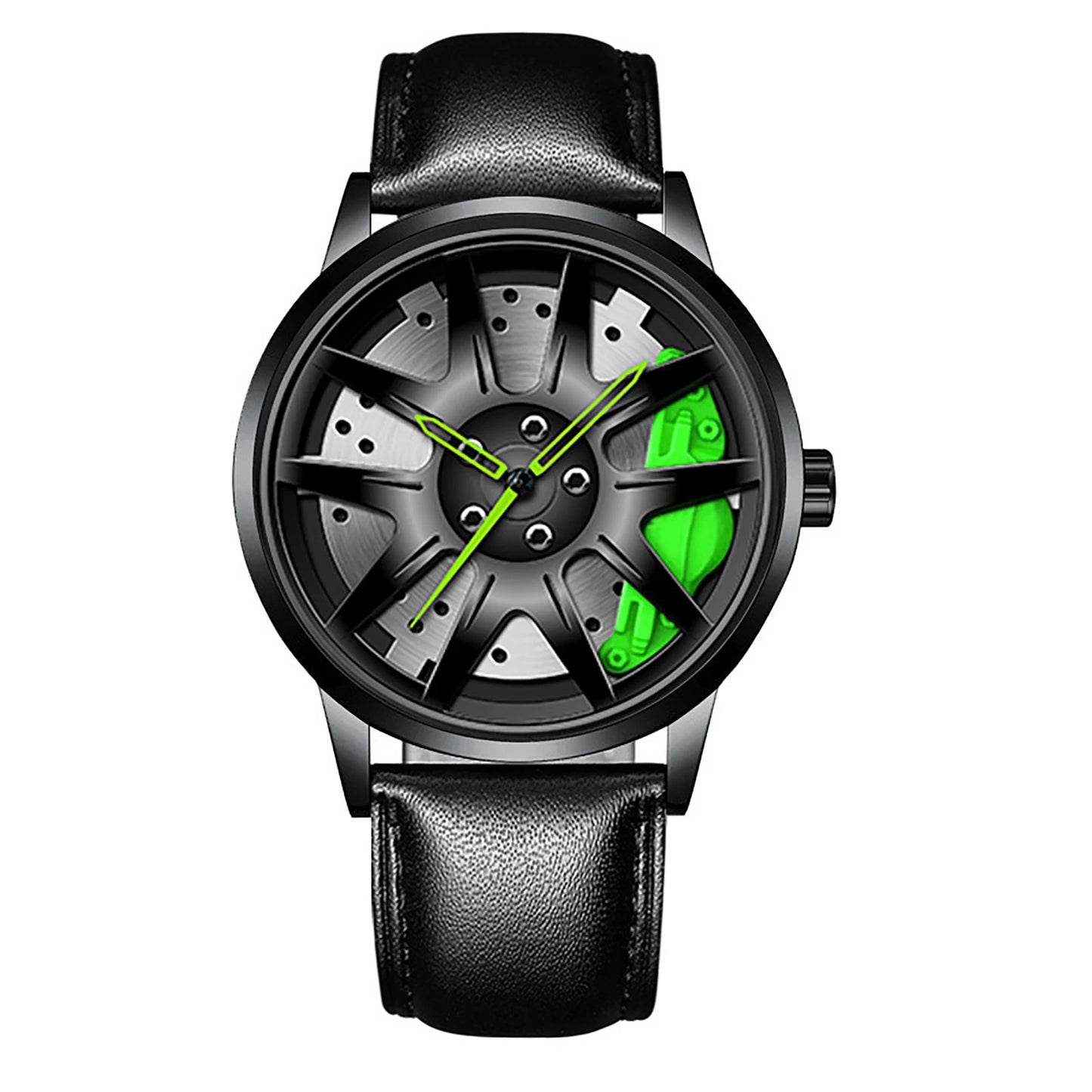 Cool and Cool Fashion Clock Leather Men'S Quartz Wristwatch Dial Sport Car Rim Wheel Hub Business Luxury Sports Wrist Watches